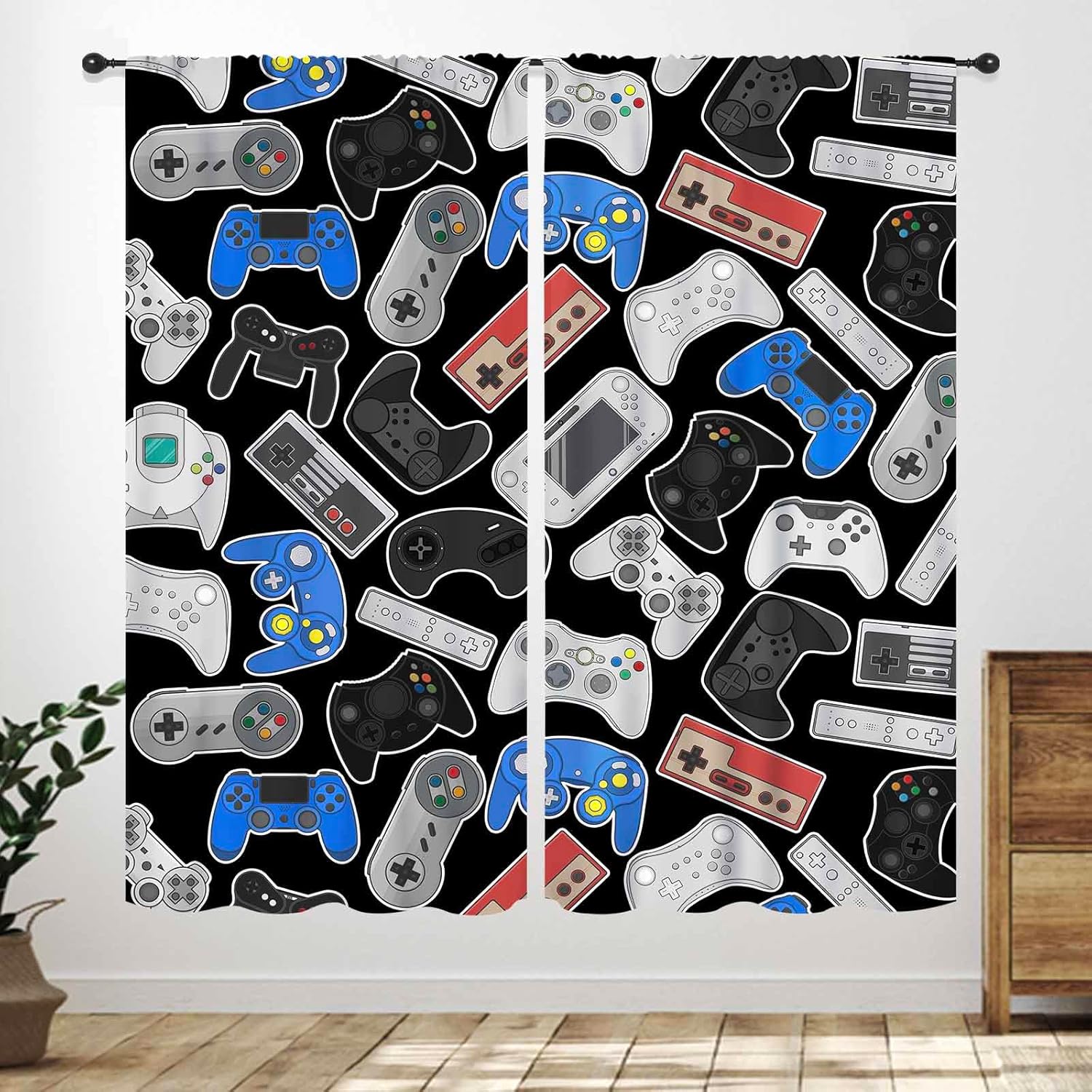 Retro Gaming Youtube - Cortinas com Estampa de Controles Retrô