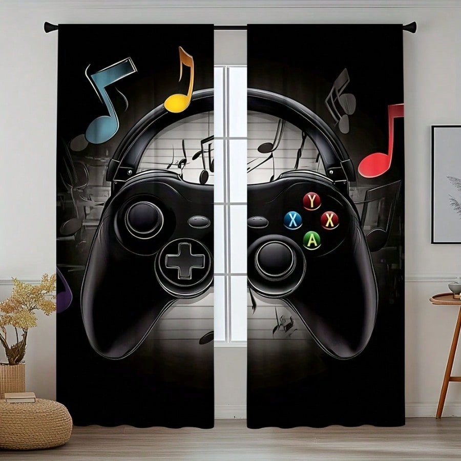 Retro Gaming Youtube - 2 Cortinas Retrô para Sala de