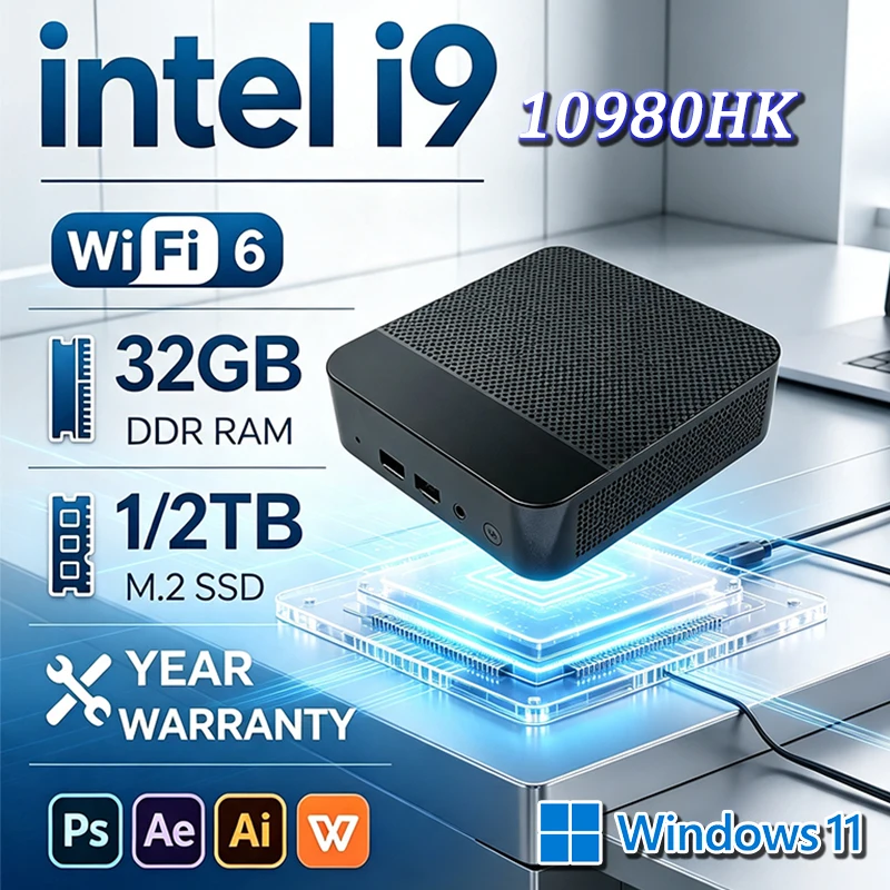 Mini PC Core i9 10980HK com Wi - Retro Gaming Mini Pc avaliação e preço