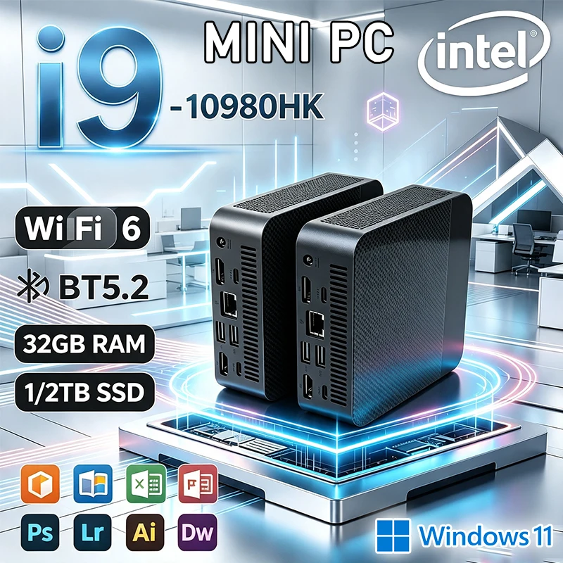 Mini PC Core i9 10980HK com Wi - Retro Gaming Mini Pc avaliação e preço